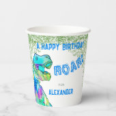 Gobelets En Papier T-Rex Roar Dinosaur fête d'anniversaire (Verso)