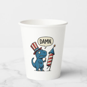 Gobelets En Papier T-shirt drôle patriotique T-Rex feu d'artifice Des