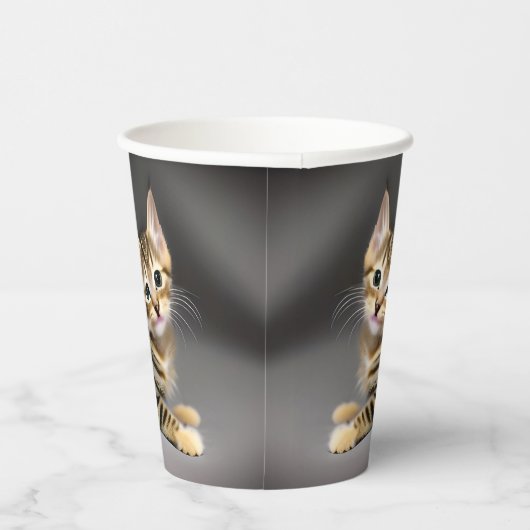 Gobelets En Papier Tabby chatte mignonne - anniversaire de enfant (Droite)