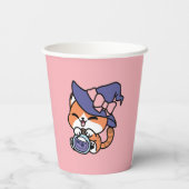 Gobelets En Papier Tabby Witch Brew – Joli Design de Chat Halloween (Verso)