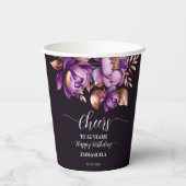 Gobelets En Papier Table de fête d'anniversaire violet peony modèle (Verso)