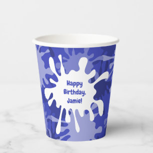 Gobelets En Papier Tableau bleu Abstrait fête d'anniversaire