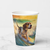 Gobelets En Papier Tableau de surf de plage beagle (Verso)