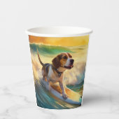Gobelets En Papier Tableau de surf de plage beagle (Recto)