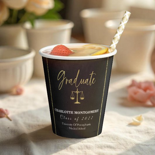 Gobelets En Papier Tableau noir doré | Diplôme d'études de droit