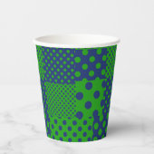 Gobelets En Papier Taches à pois verts bleus Patchwork  (Recto)