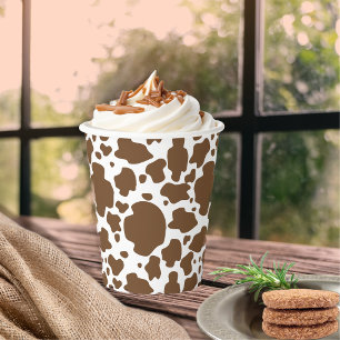 Gobelets En Papier Taches de vache marron motif faux cuir de vache