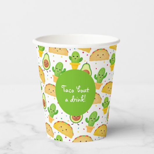 Gobelets En Papier Taco 'Bout a Drink ! Thème Taco Fiesta Sud-Ouest (Recto)