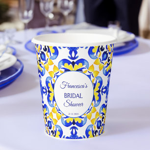 Gobelets En Papier Talavera azulejo bleu tuiles douches nuptiales mex