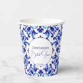 Gobelets En Papier Talavera azulejo bleu tuiles douches nuptiales mex (Recto)