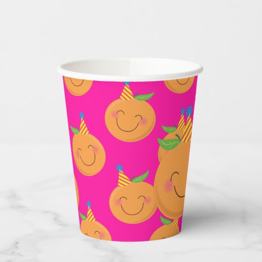 Gobelets En Papier Tangerine Little Cutie Coupes papier fête d'annive (Gauche)