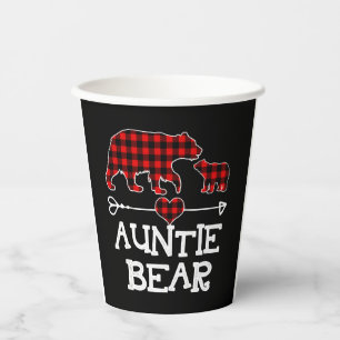 Gobelets En Papier Tante Ours de Noël Pyjama Rouge Plaid Buffalo Fam