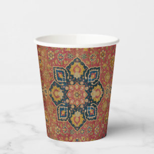 Gobelets En Papier Tapis persan asiatique Kashan en or rouge