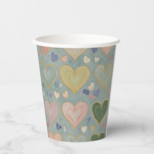 Gobelets En Papier Tapisserie Pastel Heart (Recto)