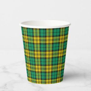 Gobelets En Papier Tartan à carreaux vert jaune