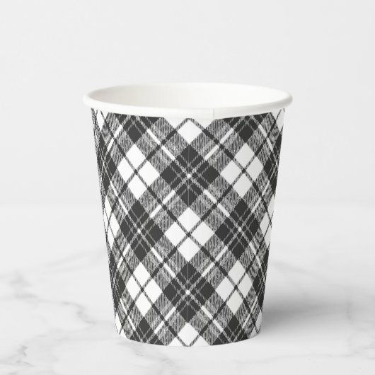 Gobelets En Papier Tartan motif vacances Noël noir blanc (Droite)