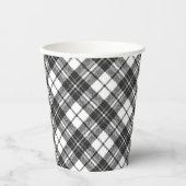 Gobelets En Papier Tartan motif vacances Noël noir blanc (Recto)