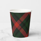 Gobelets En Papier Tartan rouge et vert avec Monogramme (Verso)