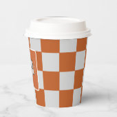Gobelets En Papier Tasse à damiers papier orange et gris (Gauche)
