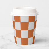 Gobelets En Papier Tasse à damiers papier orange et gris (Verso)