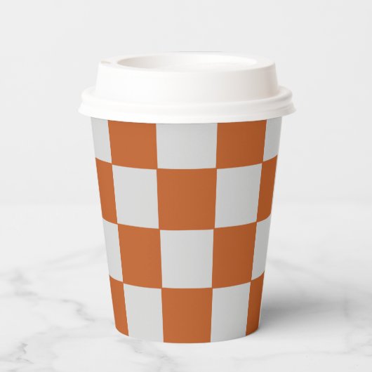 Gobelets En Papier Tasse à damiers papier orange et gris (Verso)