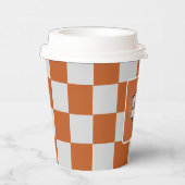 Gobelets En Papier Tasse à damiers papier orange et gris (Droite)