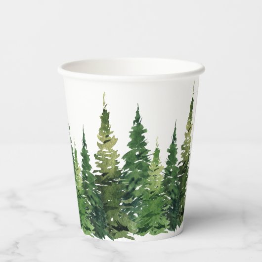 Gobelets En Papier Tasse à papier - Forêt d'aquarelle (Verso)