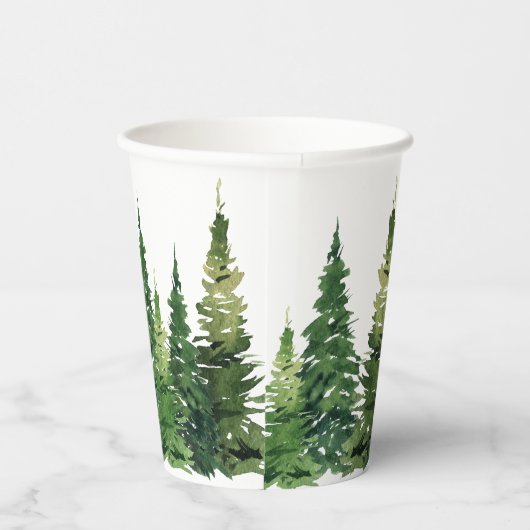 Gobelets En Papier Tasse à papier - Forêt d'aquarelle (Droite)