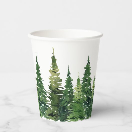 Gobelets En Papier Tasse à papier - Forêt d'aquarelle (Recto)