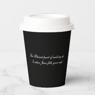 Gobelets En Papier Tasse au café. Bienheureuse partie de se réveiller