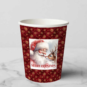 Gobelets En Papier Tasse de fête de Noël mignonne de Rudolph Santa aq