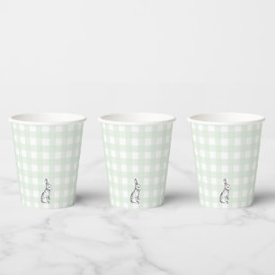 Gobelets En Papier Tasse de papier lapin En vichy lapin vert à la men
