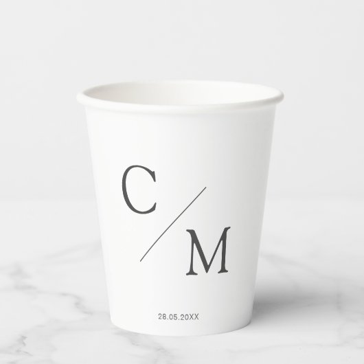 Gobelets En Papier Tasse de papier monochrome simple et élégante (Recto)