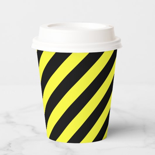 Gobelets En Papier tasse de papier noir et jaune diagonale (Recto)