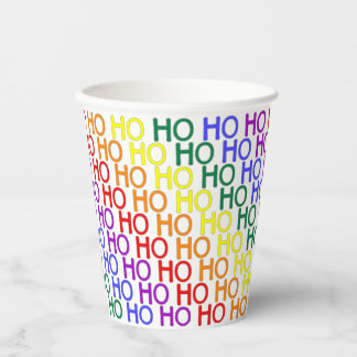Gobelets En Papier Tasse en papier à motif Ho Ho Ho arc-en-ciel