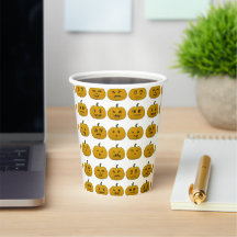 Tasse en papier aux visages de citrouille vintage