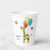 Gobelets En Papier Tasse en papier avec girafe et oiseaux (Recto)