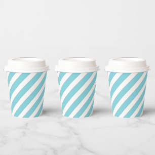Gobelets En Papier tasse en papier bleu clair à rayures diagonales