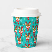 Gobelets En Papier Tasse en papier chien Corgi de Noël (Verso)