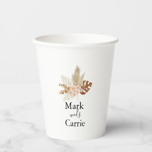 Gobelets En Papier Tasse en papier de mariage en terre cuite florale