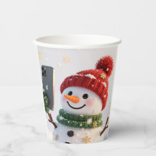 Gobelets En Papier Tasse en papier de vacances de bonhomme de neige s