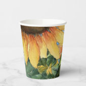Gobelets En Papier Tasse en papier fleur florale tournesol aquarelle (Gauche)