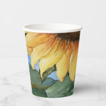 Tasse en papier fleur florale tournesol aquarelle