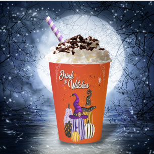 Gobelets En Papier Tasse en papier grande Halloween 'Buvez les sorciè