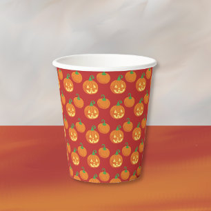 Gobelets En Papier Tasse en papier Halloween motif citrouille Jack-o-
