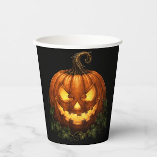 Gobelets En Papier Tasse en papier pour fête de citrouille effrayante