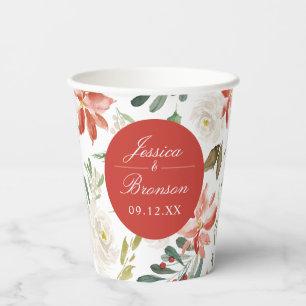 Gobelets En Papier Tasse en papier pour mariage de Noël Floral Fête