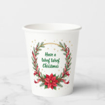 Tasse en papier pour Noël Woof Woof - Texte person