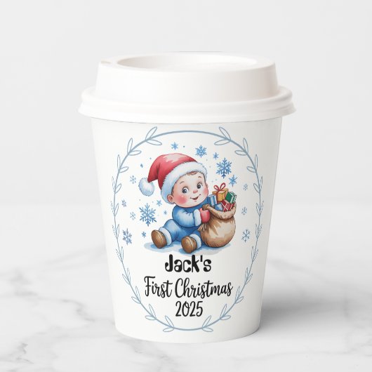 Gobelets En Papier Tasse en papier Première partie de Noël pour bébé (Verso)