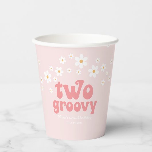 Gobelets En Papier Tasse en papier rétro deux groovy daisy boho pour (Recto)